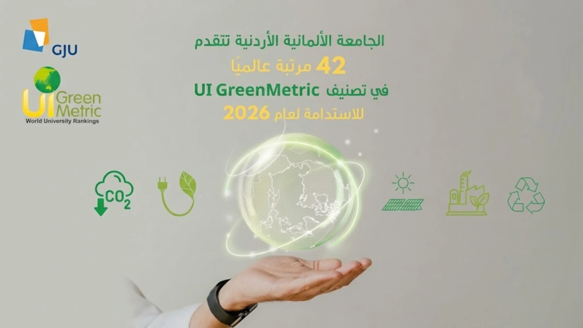 الجامعة الألمانية الأردنية تتقدم 42 مرتبة عالميا في تصنيف UI GreenMetric للاستدامة